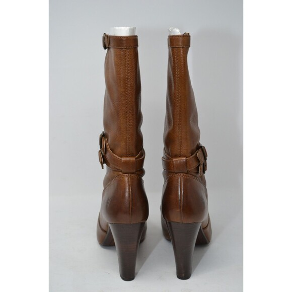 Frye 3476124 Marissa Slouch Heel Boots Size 8.5 M Brown leather‎ Buckle Mid Calf - Picture 8 of 16